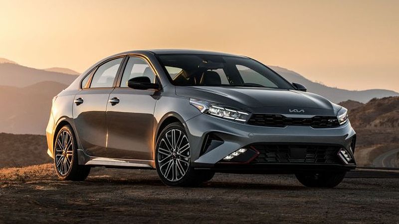 2024 Kia Forte GT Line in silver at sunset